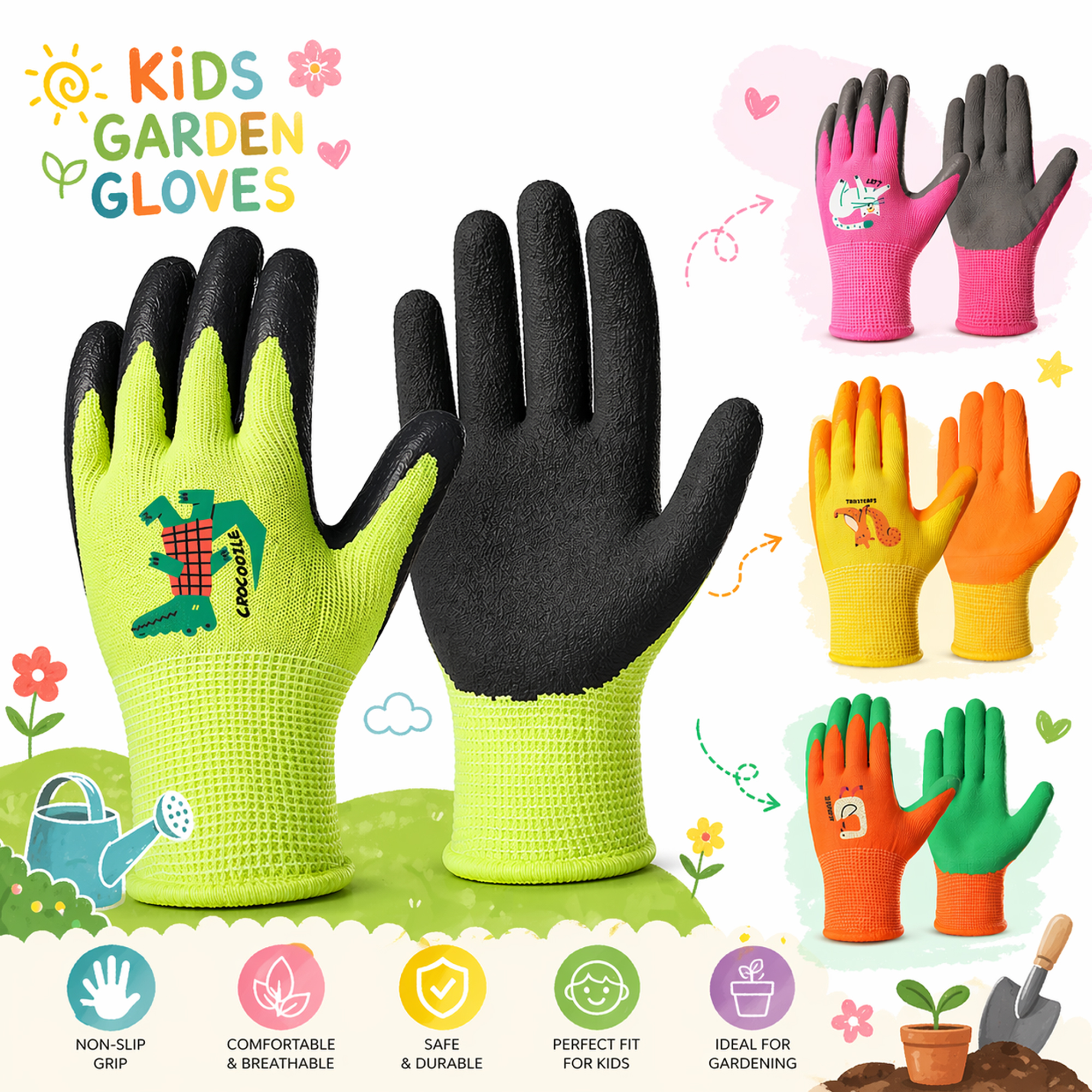 4 Pairs Kids Gardening Gloves  - Gardening Tools For Toddlers reseña y precio