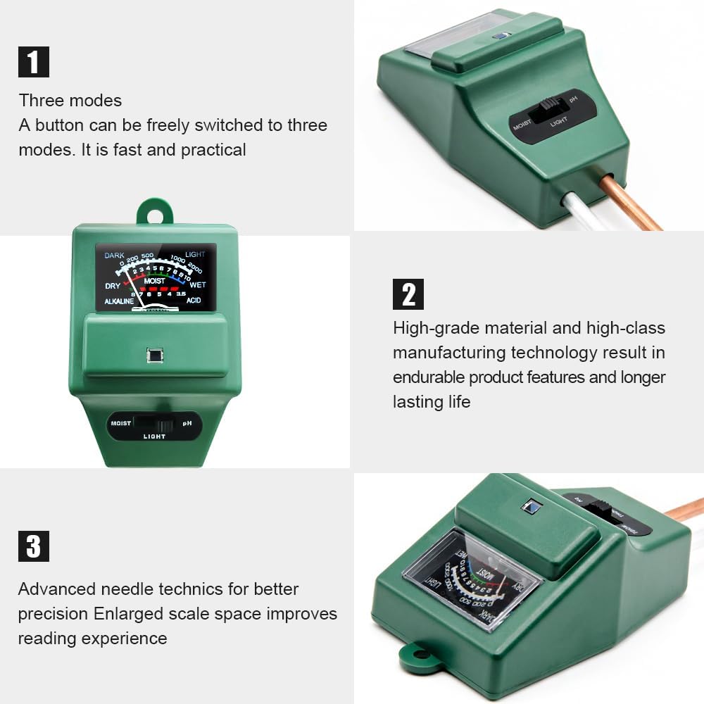 Soil pH Meter, MS02 3-in-1 Soi - Moisture Meter Plant reseña y precio