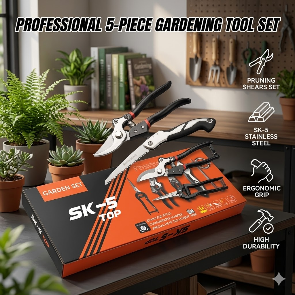 5Pcs SK5 Steel Garden Tool Set - Gardening Hand Tools Yard reseña y precio