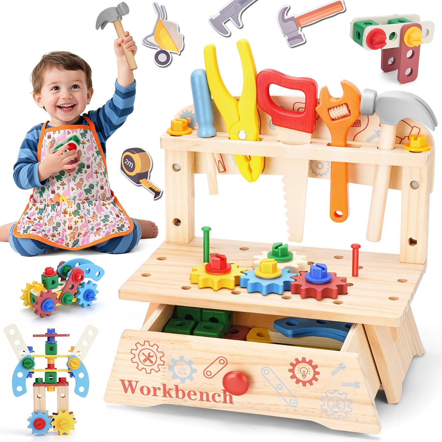 Wooden Tool Bench for Kids,Mon - Gardening Tools For Toddlers reseña y precio