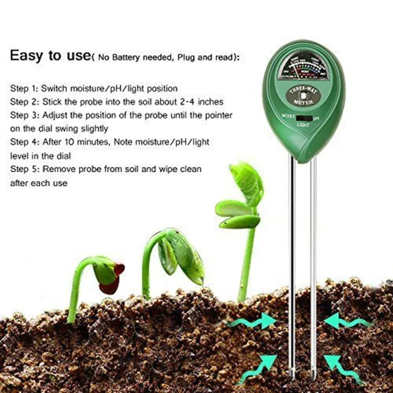 Garden PH Meter Sunlight 3in1  - Moisture Meter Plant reseña y precio