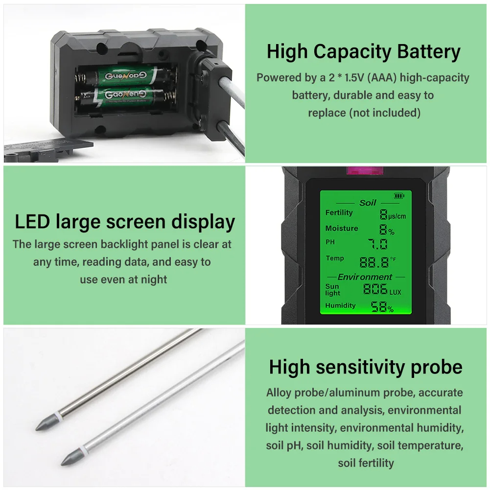 ST03 Six-in-One Soil Tester Mo - Moisture Meter Plant reseña y precio