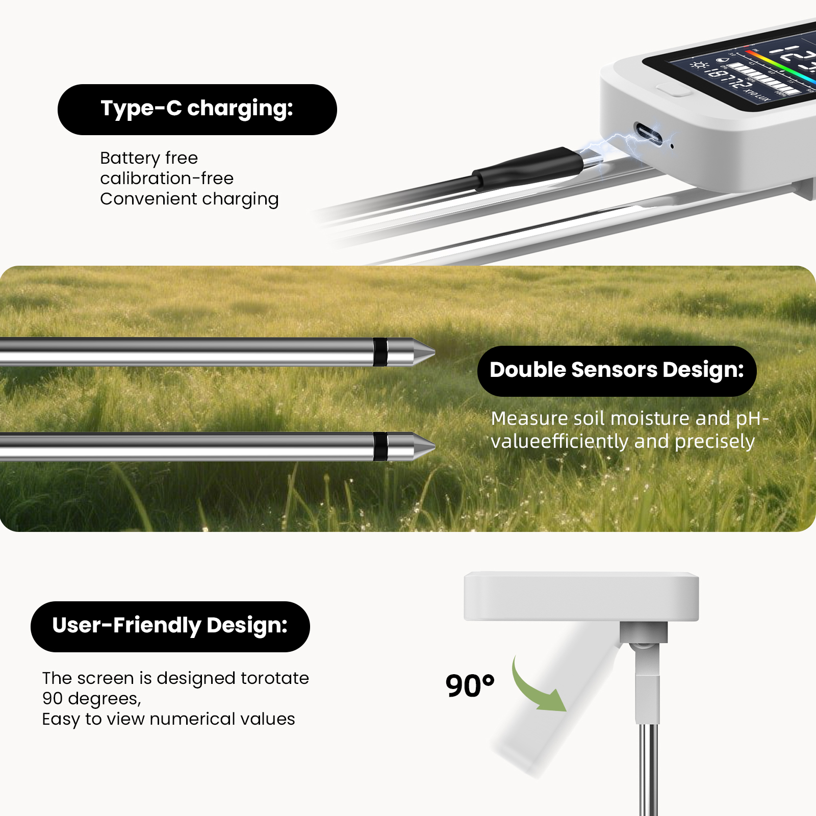 6-in-1 Soil Moisture Meter, Hy - Moisture Meter Plant reseña y precio