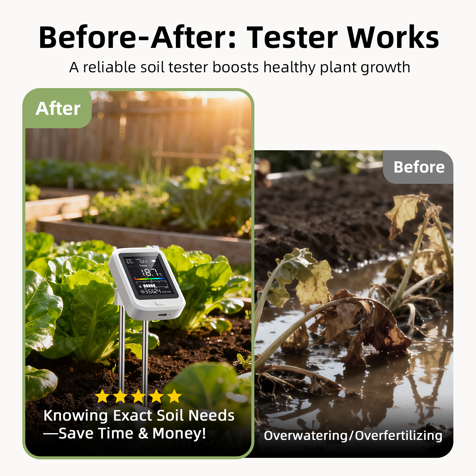 6-in-1 Soil Moisture Meter, Hy - Moisture Meter Plant reseña y precio